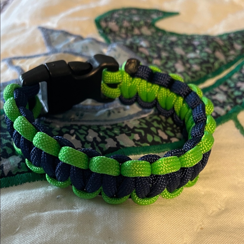 New Handmade Neon Green & Blue Seattle Seahawks Fan Bracelet